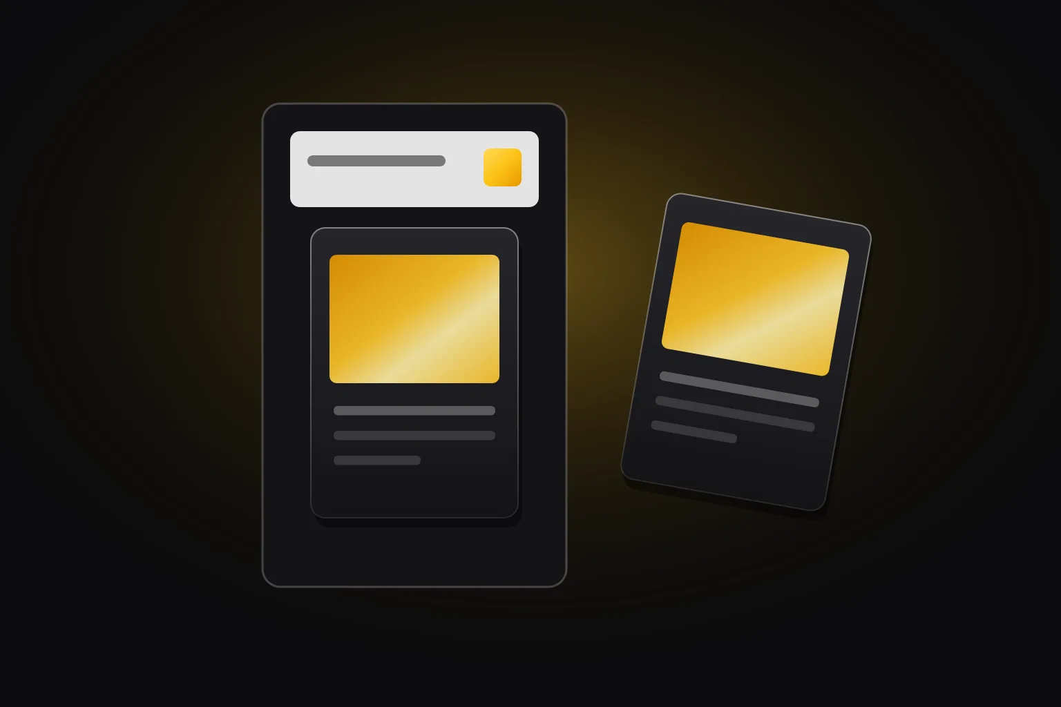 A trading card inside a clear grading holder with a blank label, next to a raw card, drawn in Zukan yellow